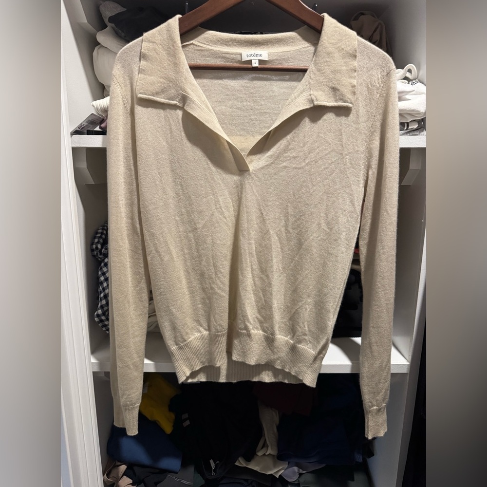 Toteme cashmere cream polo Sweater small